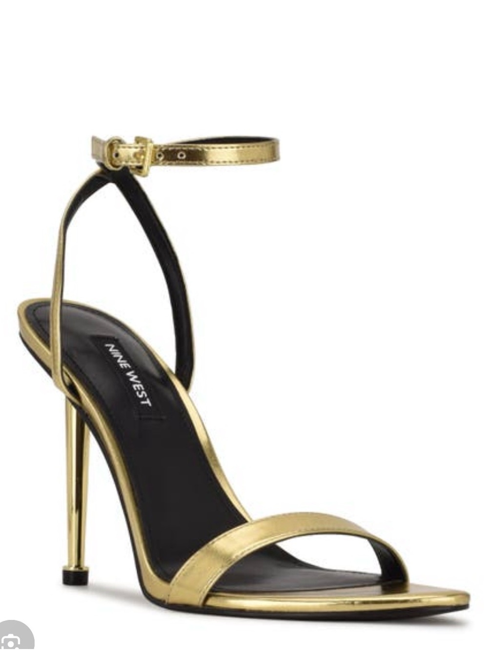 Nine West Gold Metallic Open-Toe Ankle-Strap Stiletto
